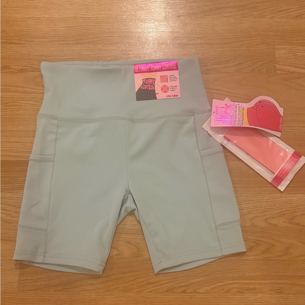 SHOSHO Medium Biker Shorts High Waisted Tummy Control Workout Resistances Band